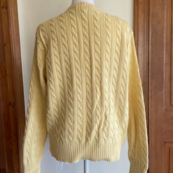 RALPH LAUREN POLO SPORT Vintage Cotton Cable Knit Yellow Sweater M - Picture 10 of 17